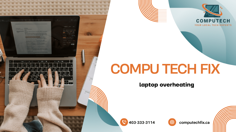 Laptop overheating with loud cooling fan and high temperature warning