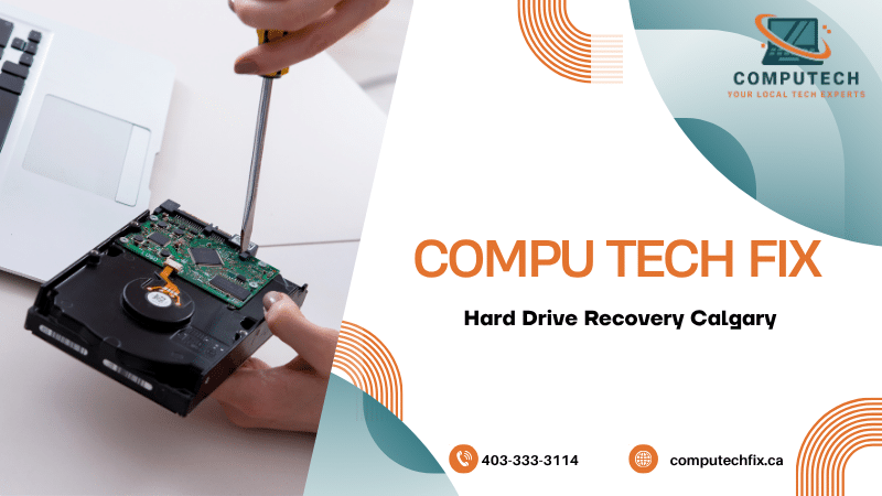 Digital storage recovery and computer repair concept featuring hard drive troubleshooting and data recovery support for Calgary users.