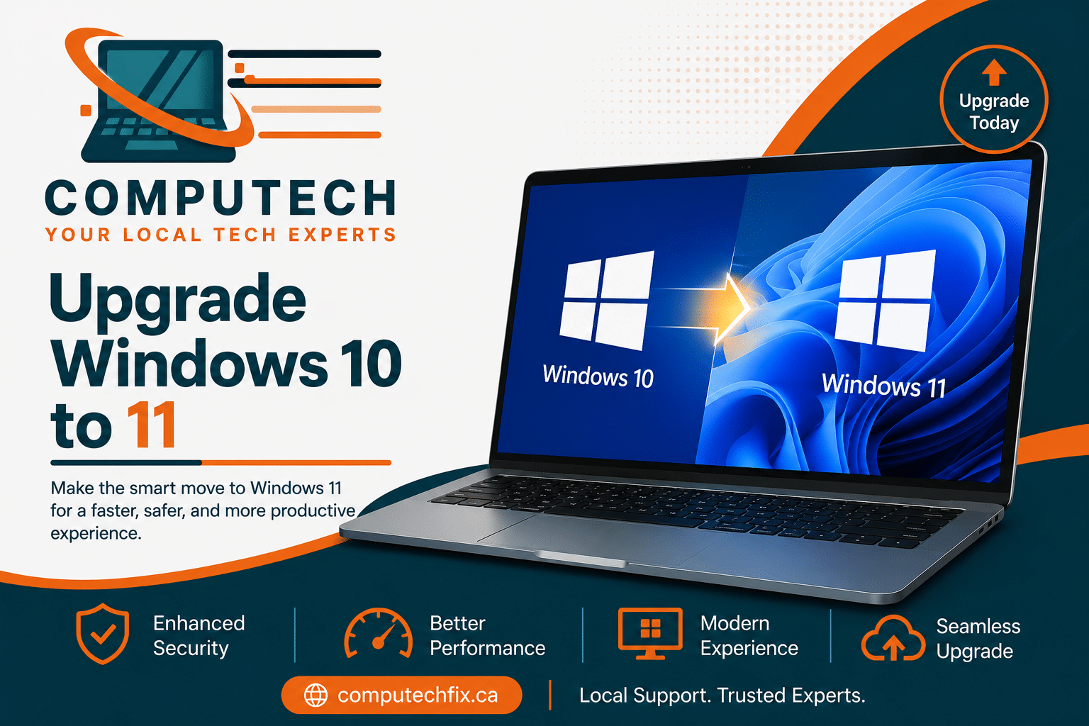 Computer monitor showing Windows 11 desktop after upgrading from Windows 10