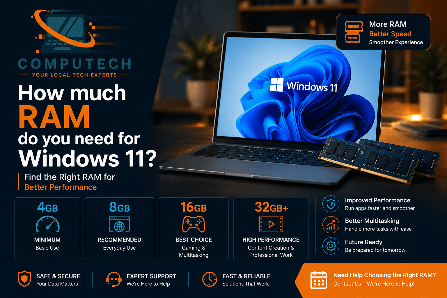 Desktop PC with RGB lighting and RAM upgrade for Windows 11 performance and gaming