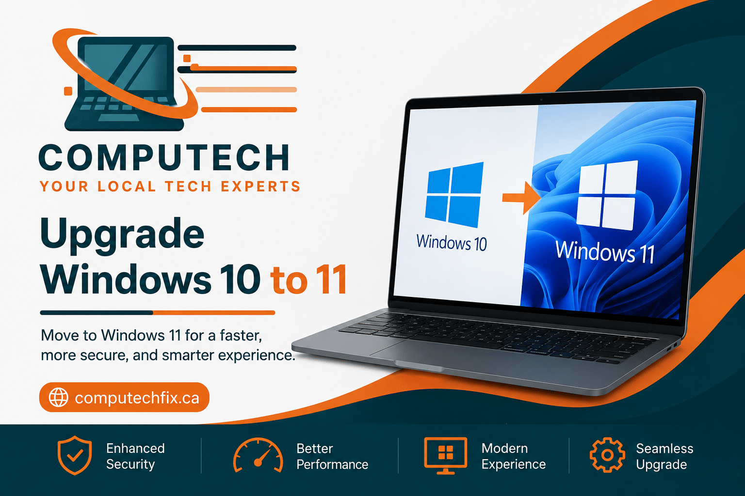 Windows 11 installation screen on a modern laptop with upgrade setup process