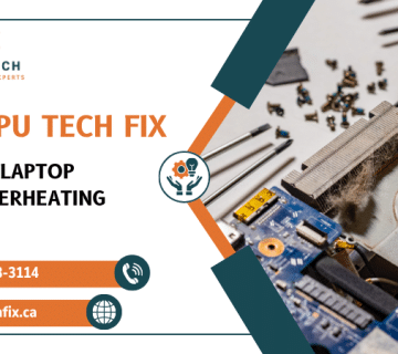 Overheating laptop with cooling and temperature warning signs
