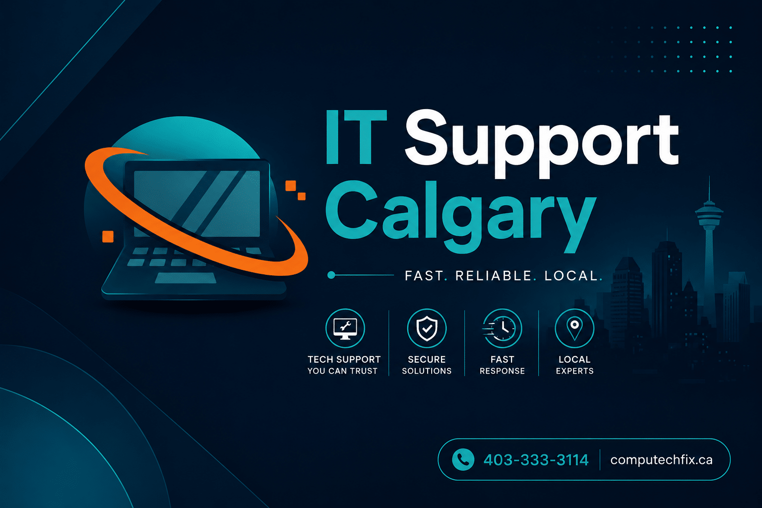 On-site IT technician repairing computer equipment in Calgary