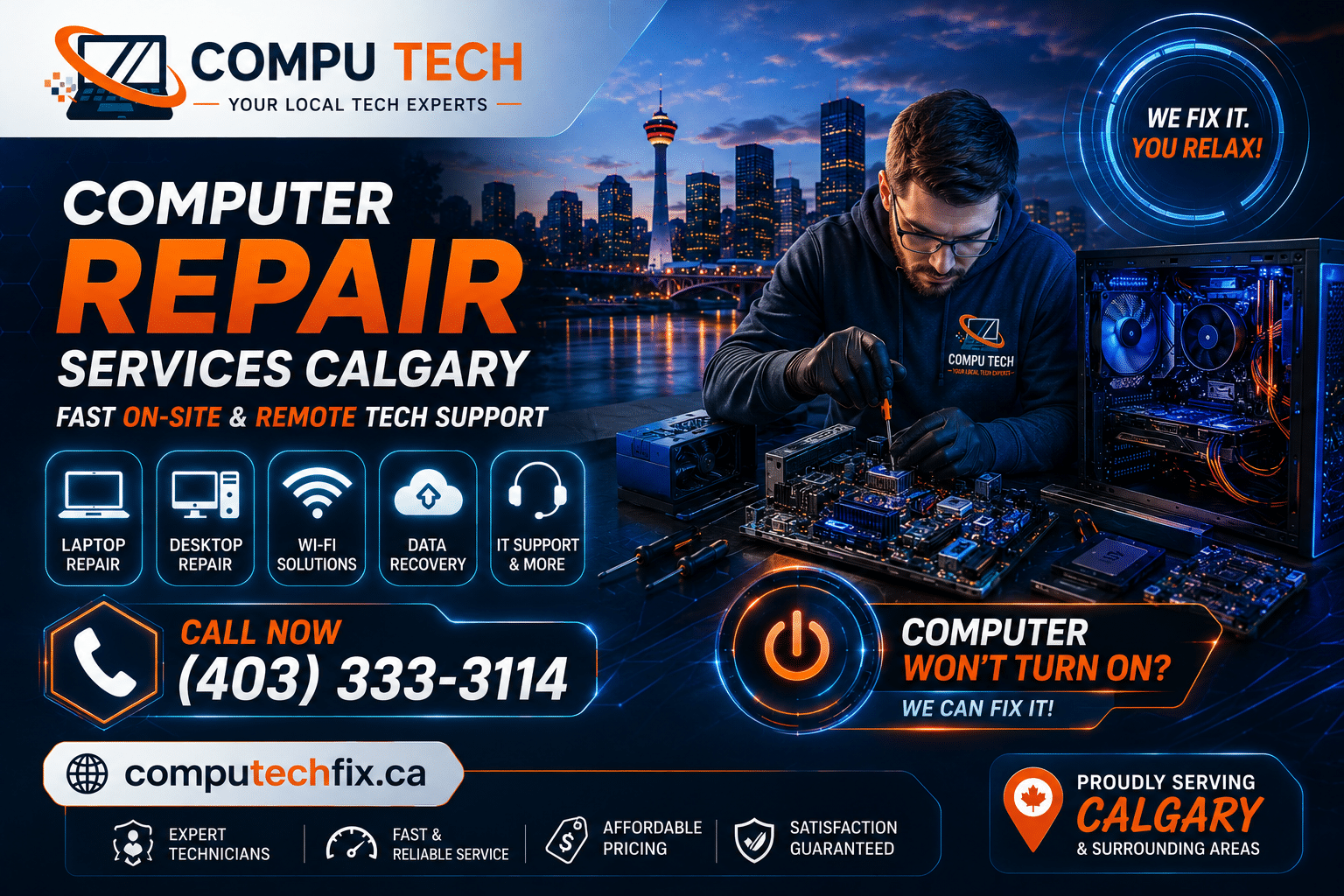 Laptop won't turn on repair in Calgary – CompuTech Fix